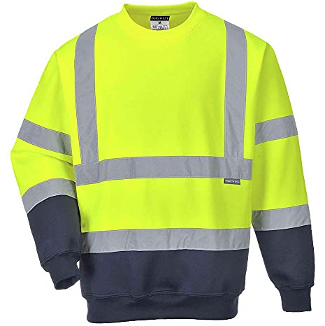 Portwest Sudadera Bicolor De Alta Visibilidad, Tamaño: L, Color: Amarillo/Marino, B306YNRL