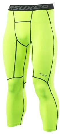 ARSUXEO 3/4 Collant a Compressione Uomo Corsa Leggings Capri Pantaloni Sport Palestra K75 Color Verde XL