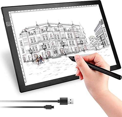 UUCOLOR LED Licht Pad A4, Leuchttisch A4 Leuchtplatte Zeichnen einstellbare Helligkeit, mit USB Kabel, Ideal für Diamond Painting, Skizzierung, Zeichnung, Animation, Tattoo, Malen