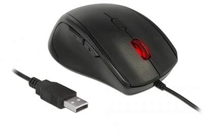 DeLock Maus ergonomisch optisch 5-Tasten Linkshänder USB-A