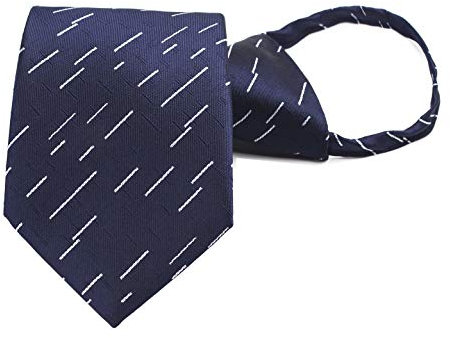 Vorgebundene Herren-Krawatte mit Reißverschluss zum Anklipsen, für Business und Hochzeit, kariert, aus Mikrofaser, gestreift - Blau - Einheitsgröße