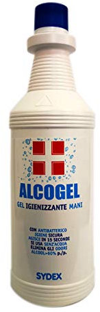 Gel Igienizzante Mani - Alcogel Sydex - Con antibatterico - flacone da 1 litro - Categoria cosmetica: Gel idroalcolico