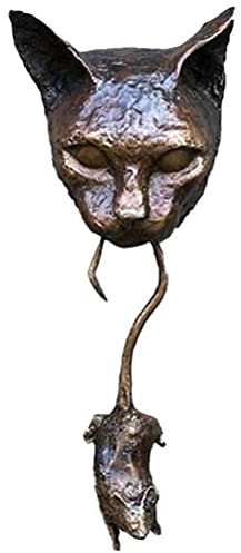 HUSHUI Türklopfer, Katze Türklopfer Skulptur Katze fangen Maus Wandskulptur Harz Anhänger Innenhof Wohnzimmer