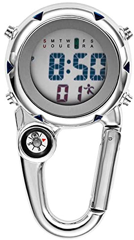 Weicam Unisex Clip on Multi-Function Digital Carabiner Watch FOB Watch Outdoor Adventure Pocket Watch