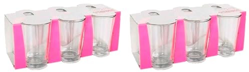 Acan Tradineur - Pack de 2 Cajas de 6 Vasos Modelo Lara - Capacidad: 205 ml - Fabricado en Vidrio Resistente - Apto para lavavajillas - Tamaño Aprox: Ø 6,5 x 9,8 cm - 12 Uds Totales.