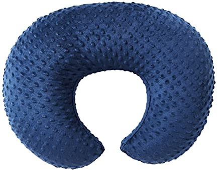 QUENESS Housse de coussin d'allaitement, housse de coussin d'allaitement, housse de coussin en minky à pois (bleu étame)