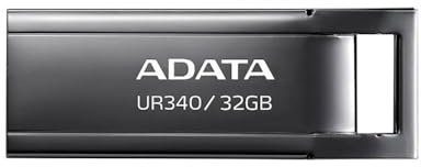 ADATA, UR340 USB 3.2 Gen1 Flash Drive Metal Splashproof Shockproof Dustproof 32GB Black