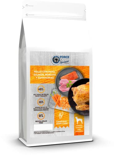 FORCEFOOD Gourmet Junior Nourriture sans céréales pour chiots, poulet à la dinde, saumon, patate douce et carotte 2 kg