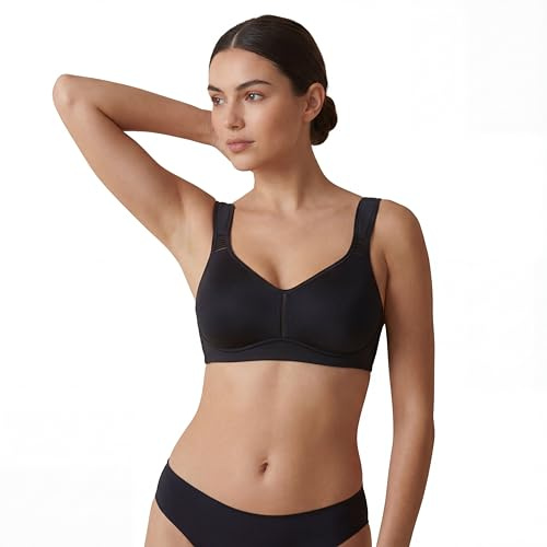 Selene, Reggiseno Contenitivo Donna con Fascia Anatomica, Senza Ferretto e Imbottitura, con Spalline Larghe Comfort, Collezione Elvira, Colore Nero, Taglia 5E