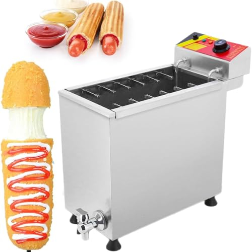 LMYYDES Freidora Comercial a Gas GLP, máquina para Hacer palitos de Perritos Calientes con Queso, 21L, freidora de palitos para Estufa de Salchichas y Queso para Perritos Calientes, 630x252x545mm