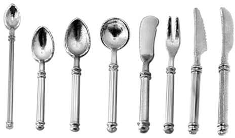 Toyvian Vajilla para Casa De Muñecas Miniatura De Vajilla De Cocina Miniatura Tenedor y Cuchara para Decoraciones De Casa De Muñecas