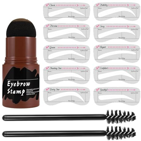 Eye Brows Stencil & Stamp Kit - Eyebrow Stencils For Older Women | 10PCS Brow Card with Brow Powder & 2pcs Brushes | Perfect Eye Brow Stencil Kits for Important Occasion, Home, Outdoor, Beginners