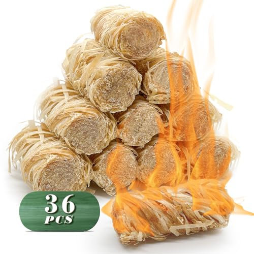 FYSFLYA 36 piezas de iniciador de fuego, impermeable, natural, para barbacoa, chimenea, estufa de pellets, hoguera, ahumador, horno de pizza, encendedor de carbón de luz rápida