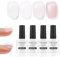 Vnicesli Rubber Base Gel UV Nagellack Set, 4 Farben Rubber Base Coat Clear Milchig Weiß Rosa, Soak-Off Gel Nagellack Maniküre Für Nägel UV Lack Nägel - Kit Nummer 24