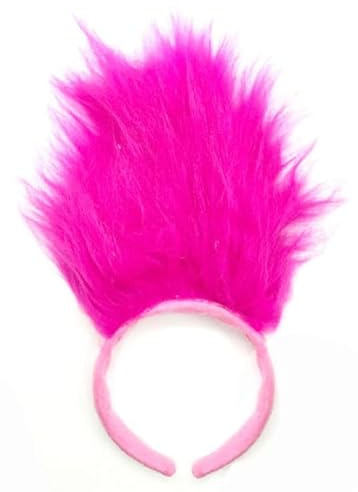 jokeshop Trollpuppe Stirnband für Erwachsene, mit Haaren, 80er 90er Jahre Retro Spielzeug Verkleidung Trolls Perücke Kostüm Zubehör (Rosa)