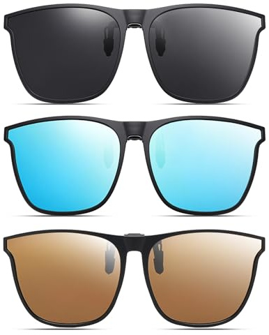 gotyou Clip para Gafas para Sol 3 piezas, Polarizadas, UV400, Anti-Glare, Clip On Gafas de Sol, Sujeción para Hombres y Mujeres