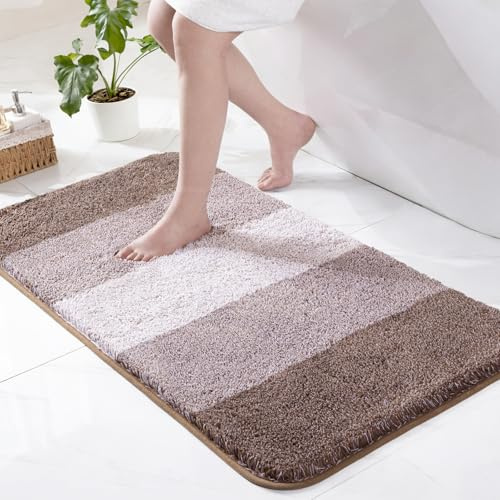 Exclusivo Mezcla Alfombra de Baño de Microfibra - Antideslizante, Absorbente y Extra Suave, Secado Rápido y Lavable a Máquina, para Baño, Ducha y Decoración, 60 x 90 cm, Marrón