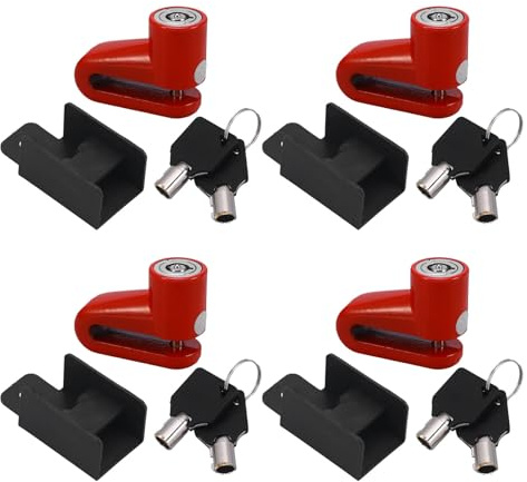 CIYODO 4 Juegos Candado de Freno de Disco para Bicicleta y Moto Resistente la Intemperie Anti-Robo con Llave y Soporte de Unidades para Bicicletas de Montaña y Scooters