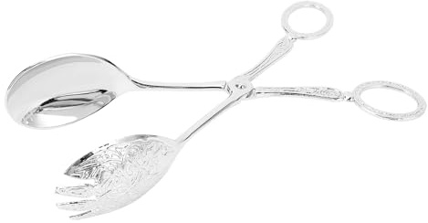 Pinces à salade en métal style européen pinces à ciseaux de service pratiques et élégantes pour gâteau pain fruits maison cuisine buffet de fête en alliage de zinc (Argent)