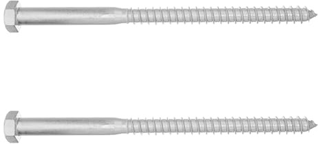 KOMBIUDA Tornillos de Madera Galvanizados de Acero al Carbono M16x250, 2 Piezas, Cabeza Hexagonal, Alta Resistencia para Terrazas y Estructuras Exteriores, Tornillos de Anclaje