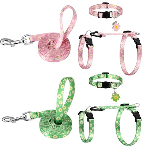 GSrenyu 6 Pcs Cat Harness and Lead Set, Adjustable Cat Collar
