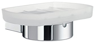 Smedbo Air-Halter mit Milchglas Seifenschale, silber/weiß