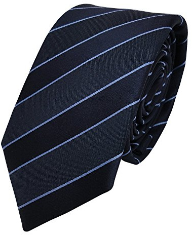 TigerTie - schmale Designer Krawatte in blau dunkelblau gestreift