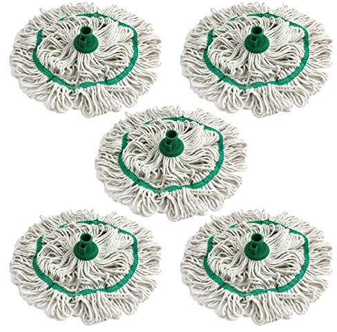 Colour Coded Mop Head Hygienic Cleaning Looped Pure Yarn Cotton Mop Socket 350mm GREEN x 5