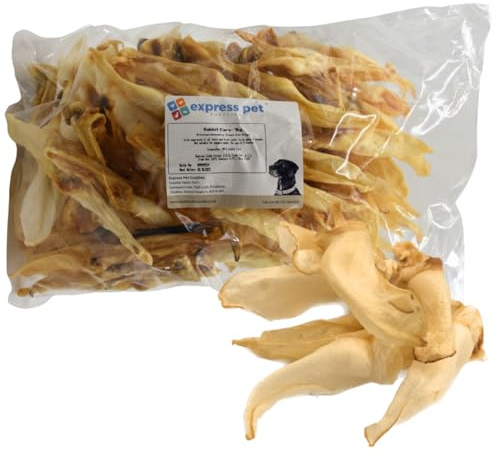Express Pet Supplies 500g Rabbit Ears Natural Hypoallergenic Dog Treat Chew Low Fat/Odour (Approximately 40-50 Ears)
