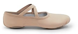 Capezio Hanami Canvas Split Sole Ballet Shoes for Girls Women No Drawstring Leather Sole Elasticated Flat Ballet Shoes for Dance Yoga Gymnastics 2037 Light Pink 7.5UK