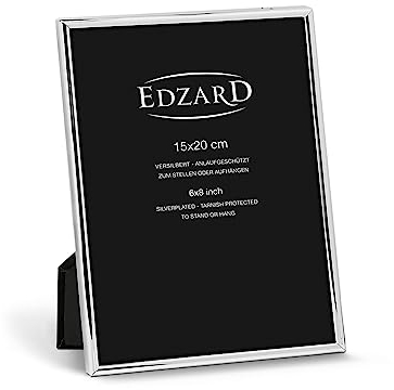 Edzard Cornice per Foto Genova, placcata in Argento pregiato, antiossidante, per Foto 15 x 20 cm, Inclusi 2 appendini