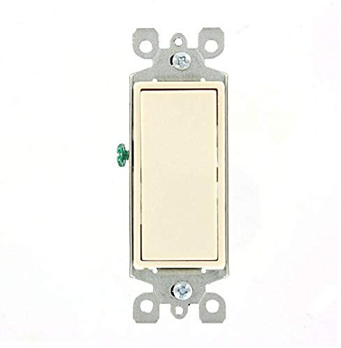 Leviton 15 Amp, 120/277 Volt, Decora Rocker 3-Way AC Quiet Switch, Residential Grade, Grounding, 5603-2T, Light Almond