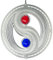 CIM Edelstahl Windspiel - Yin Yang 180 Frame - Ø 180 mm - Glaskugeln Ø 30 mm - inklusiv Kugellagerwirbel, Haken und 1m Nylonschnur