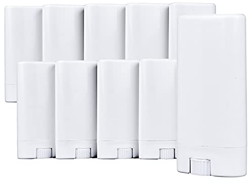 Déodorant Contenants (ensemble de 10) - Vide, 15 ml - 20 autocollants inscriptibles - Mécanisme de torsion et cap - Contenants cosmétiques réutilisables pour déodorant naturel fait maison, savon, etc.