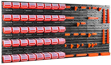 40 stck. Box mit Deckel + Wandregal 160 x 80 cm, Stapelboxen Schüttenregal Sichtlagerkästen Lagersystem