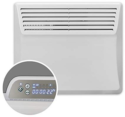 Devola Electric Panel Heater Low Energy Wall mounted Radiator 500W, Eco Warm Energy Efficient Technology, Floor stand & wall mount, Adjustable Thermostat with Programmable Timer, Lot 20, DVS500W