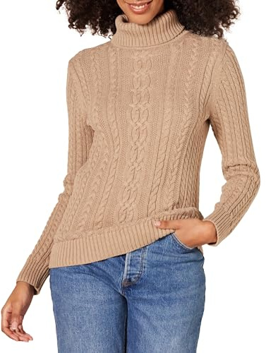 Amazon Essentials Mujer Jersey de Cuello Vuelto y Punto Cable de Tipo Pescador (Disponible en Tallas Grandes)