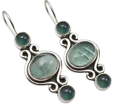 SilverStarJewel 925 Massiv Silber Gruen Apatit Ohrringe 3,8 cm Gedenktag Die besten Angebote Schmuck Kunstschmuck