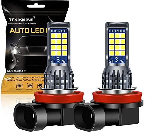 Yifengshun 2 stycken H8 H9 LED-glödlampor för dimljus och 12 V dagsljus med 24SMD 3030