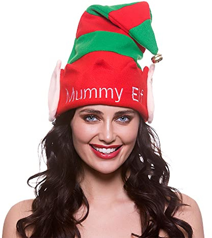 Wicked Costumes Adult Christmas Elf Mummy Elf Hat with Bell Santas Little Helper Fancy Dress Accessory (Mummy Elf)