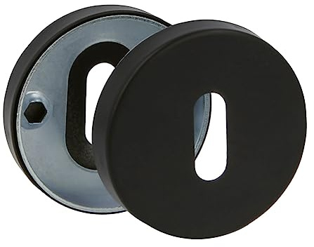 Amig - Bouchon pour poignées de rosace ronde | Mod. 4RX | Ø53 mm | Enjoliveur de serrure | Compatible avec clé à fourche | Acier inoxydable noir