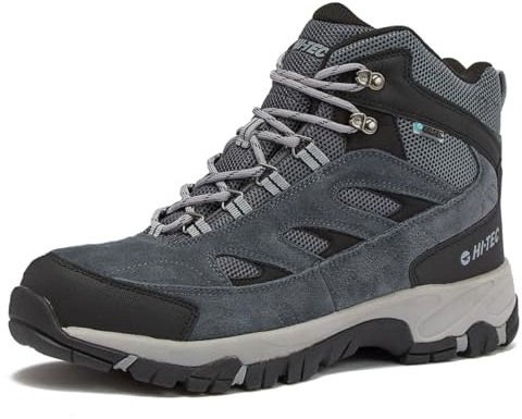 HI-TEC Yosemite WP Mid Waterproof Hiking Boots for Men, Lightweight Breathable Outdoor Trekking Shoes - Dark Grey/Black, 12 Medium