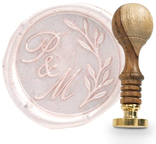 gravurART Siegelstempel personalisiert mit Initialen - Persönliche Siegel auf Einladungen oder Save the Date mit Wachssiegel Stempel personalisiert Stil Hanna