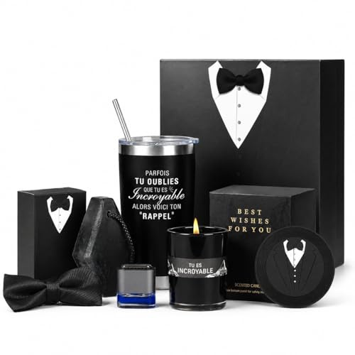 Coffret Cadeau pour Homme de Luxe avec Bougie Parfumée,Tasse,Cadeaux de Saint Valentin/Fête des Pères/Anniversaire/d'anniversaire/Retraite,Cadeau Merci pour Papa,Mari,Petit ami,Frère,Ami,Collègue