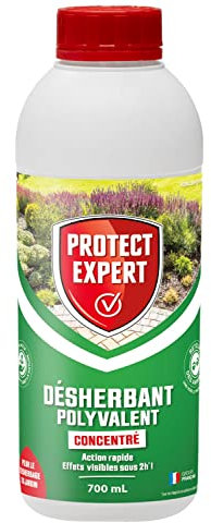 PROTECT EXPERT Désherbant Polyvalent Concentré - Effets Visibles Sous 3h - 700ml - Jusqu’à 58m² Traités - Bidon Doseur PROHERBIO700