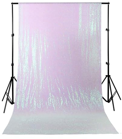 WedDecor Rideau de Toile de Fond irisé Blanc Brillant à Paillettes pour Studio Photo, Bal, Mariage, Noël, fête d'anniversaire, célébrations, événements et décoration, 1,2 x 2,1 m
