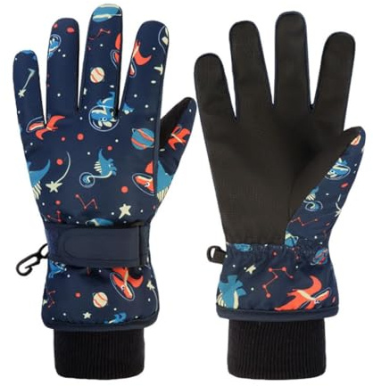 Gants d'Hiver Pour Enfants de 1 à 13 Ans - Neige, Ski, Vélo - PU Palmier Imperméable Coupe-Vent Chaud Polaire Thermique Pour Filles et Garçons - Taille S