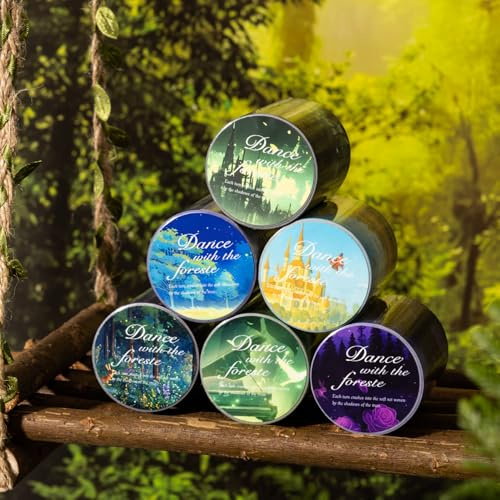 Ta Merry Pegatinas para álbumes de recortes, 6 rollos de cinta washi, accesorios para álbumes de recortes, pegatinas estéticas temáticas forestales decorativas para diario de balas, álbum de fotos