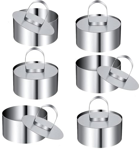 thirei Dessertringe und Speiseringe Set, 6 Stück Edelstahl Dessertringe, Runde Dessertringe für Kochen und Backen