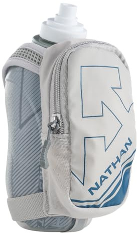 Nathan SpeedDraw Plus Insulated Handheld Water Bottle – Grip-Free Running Flask for Runners, Hiking, and Sports, Vapor Grey, 18 Ounces, SpeedDraw